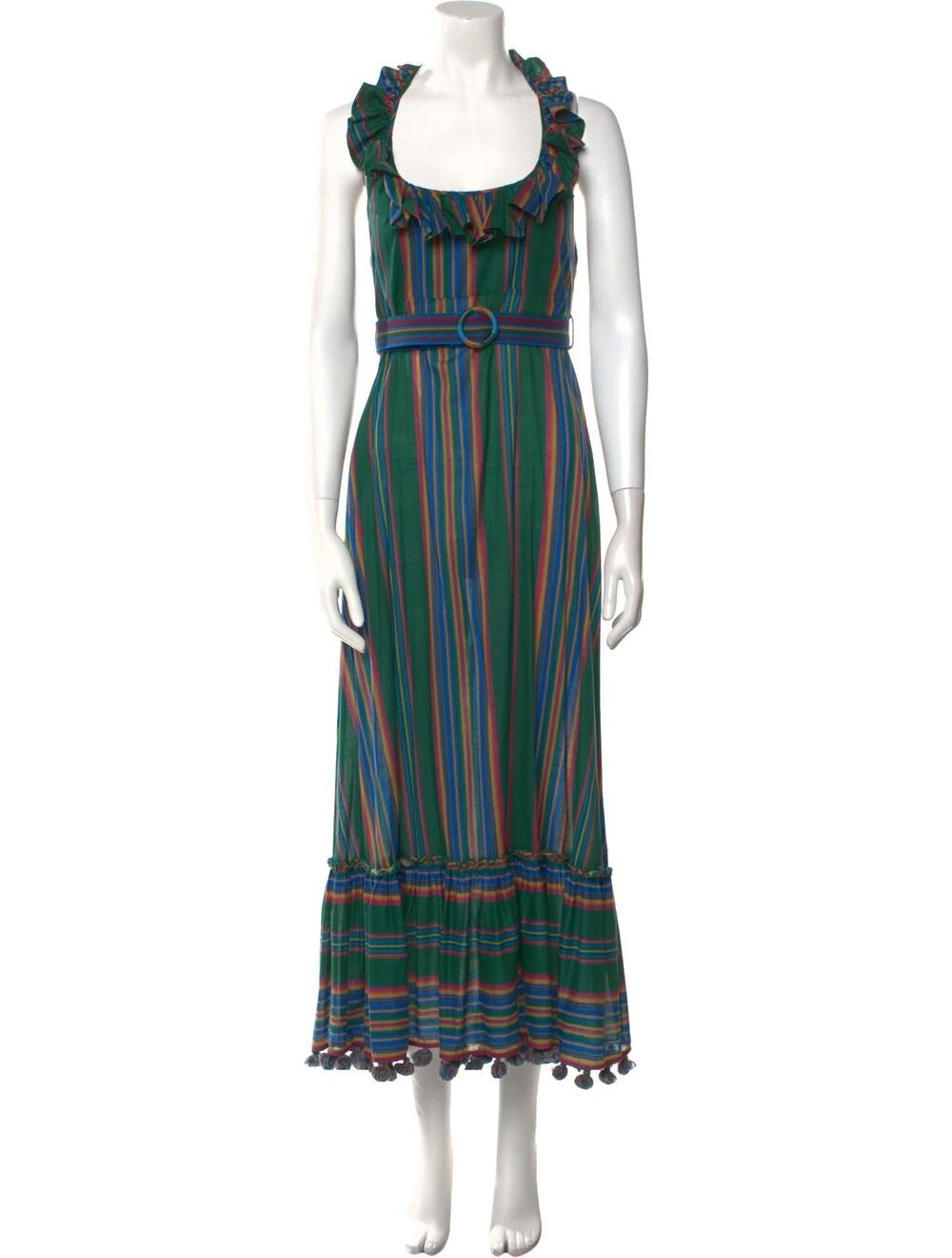 Zimmermann Allia Striped Long Dress Green - M